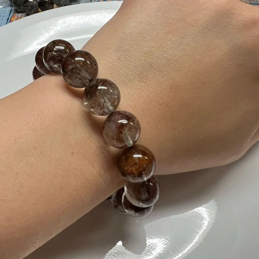 13mm Multi-color Phantom Quartz Beaded Bracelet - Picture 5 of 6